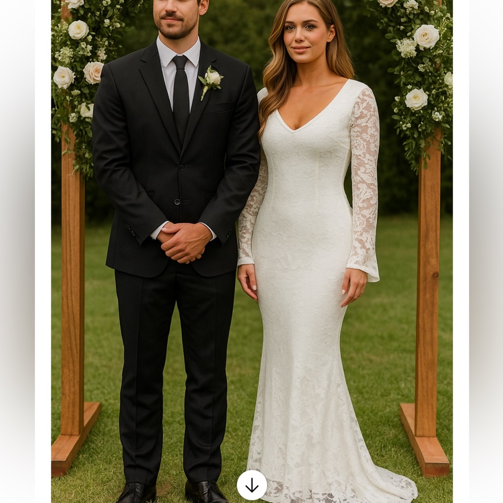 Elegant White Lace Long Sleeve wedding Dress